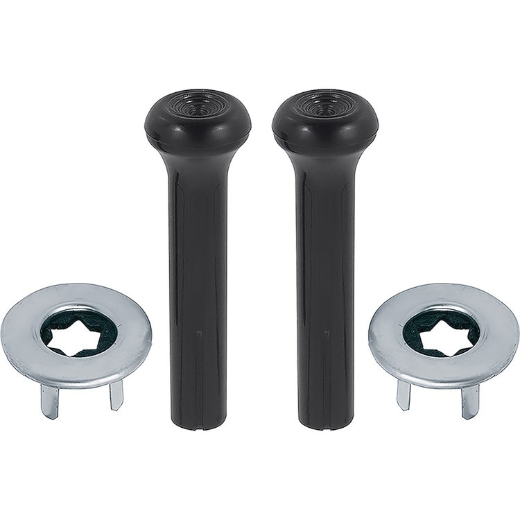 R2590 1973-88 GM, Door Lock Knob Kit, Plastic, Smooth Black Knobs, With Wide Ferrules