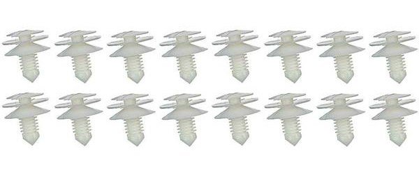 R384 1965-86 GM, Nylon Interior Door Panel Clip Set, Secures the Door Panel to Door Shell, 16 Piece Set, Reproduction