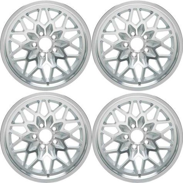 R4415 Snowflake Wheel Set 1970-81 Pontiac Trans Am; 17" X 9"; Silver; 5-1/8" Backspacing; 4 Wheel Set