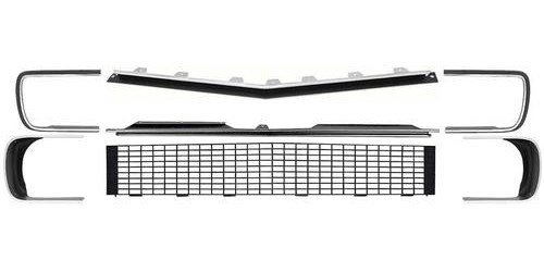 R50272B 1967-68 Camaro RS; Stage 2 Grill Kit; Grill, Grill Moldings, Headlamp Bezels; Black