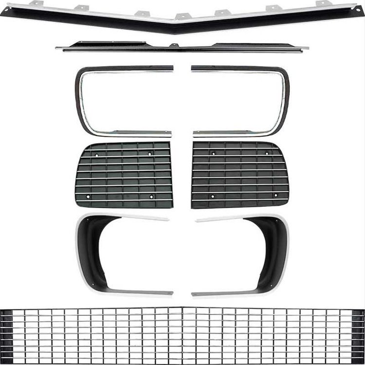 1967-68 CAMARO RS GRILL KIT WITH HEADLIGHT BEZELS WITH SILVER TRIM