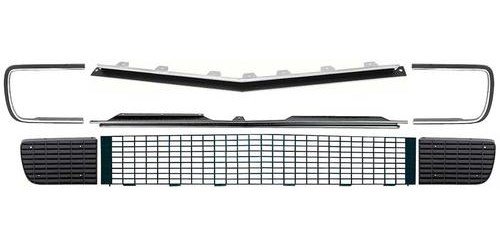 R5027F 1967-68 Camaro RS Grill and Headlamp Cover Kit; With Molding Set; Black with Chrome Accents