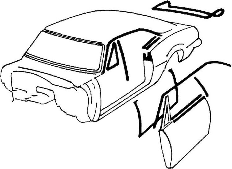R5111 Weatherstrip Kit 1968-69 Camaro/Firebird Coupe with Standard Interior with OEM Style Windowfelts