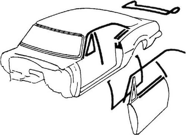 R5115 Outer Door Molding Weatherstrip Kit 1968 Camaro Coupe w/Deluxe Interior & WithoutEM Style Windowfelt Kit