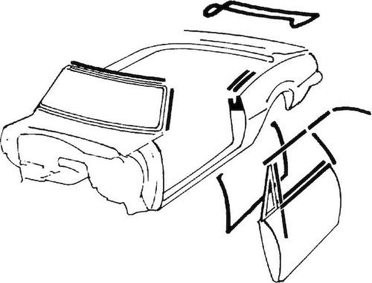 R5117 Wide Outer Door Molding Weatherstrip Kit 1968 Camaro Conv Standard Interior With OEM Style Felts
