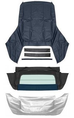 R513008 1967-69 Camaro/Firebird; Convertible Top Kit; Folding Glass Rear Window; Blue Top; White Well Liner