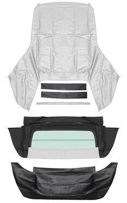 R513010 1967-69 Camaro/Firebird; Convertible Top Kit; Folding Glass Rear Window; White Top; Black Well Liner