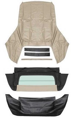 R513028 1967-69 Camaro/Firebird; Convertible Top Kit; Folding Glass Rear Window; Beige Top; Black Well Liner