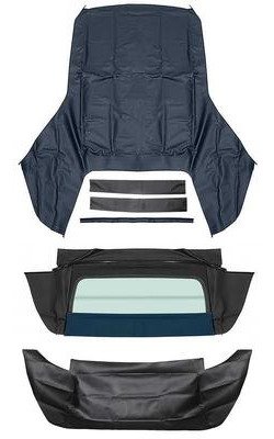 R513108 1967-69 Camaro/Firebird; Convertible Top Kit; Folding Glass Rear Window; Blue Top; Black Well Liner
