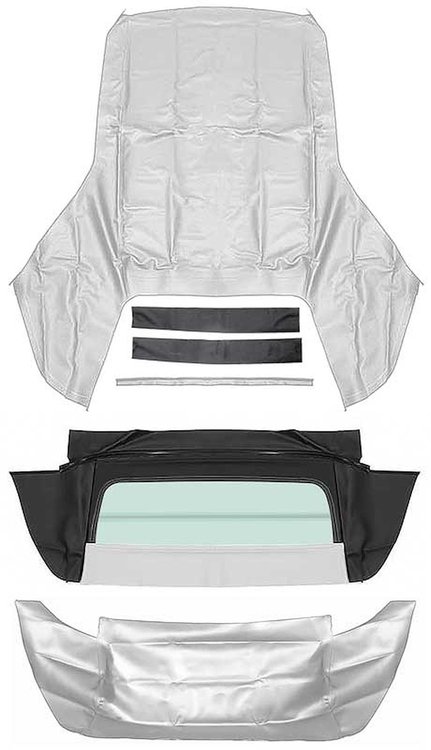 R513110 Convertible Top Kit 1967-69 Camaro/Firebird; Folding Glass Rear Window; White Top; White Well Liner