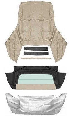 R513128 1967-69 Camaro/Firebird; Convertible Top Kit; Folding Glass Rear Window; Beige Top; White Well Liner