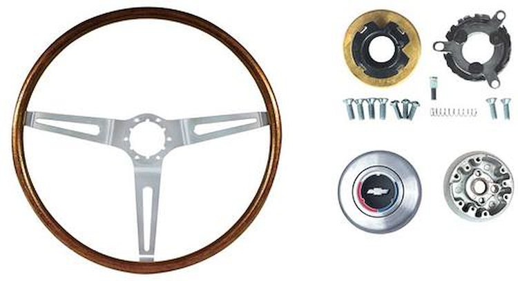 Wood Steering Wheel Kit Fits Select 1967-1968 GM Models [Walnut, 16 in. Dia.]
