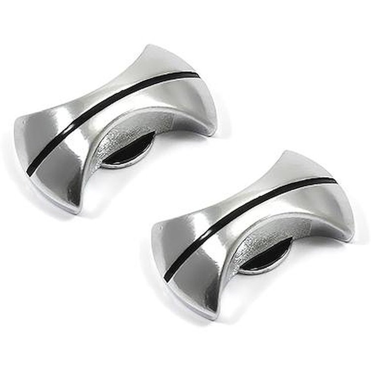 RD2308T 1968 Oldsmobile Cutlass, 442, F85; Outer Radio Knobs; Chrome with Black Stripe