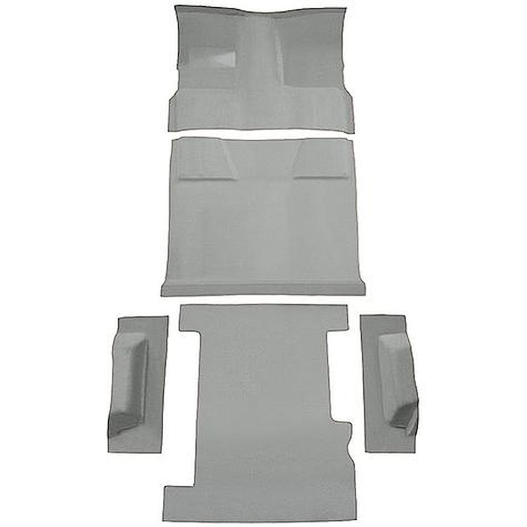 T1202523 1981-91 Chevrolet, GMC Suburban; 4-Door; Molded Carpet Kit; Cut Pile; Standard Backing; Floor Shift; 4-Speed; 2WD; Silv