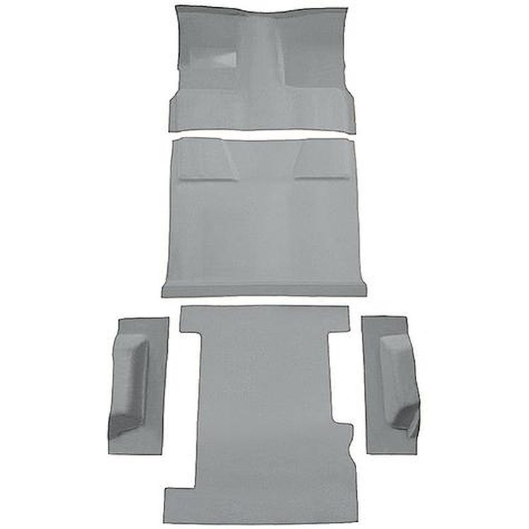 T1202568 1981-91 Chevrolet, GMC Suburban; 4-Door; Molded Carpet Kit; Cut Pile; Standard Backing; Floor Shift; 4-Speed; 2WD; Silv