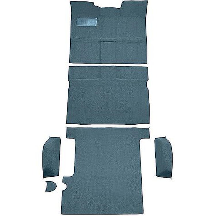 T1271784 1967-72 Chevrolet, GMC Suburban; 3-Door; Molded Carpet Kit; Loop; Standard Backing; Floor Shift; TH400; 4WD; Medium Blu