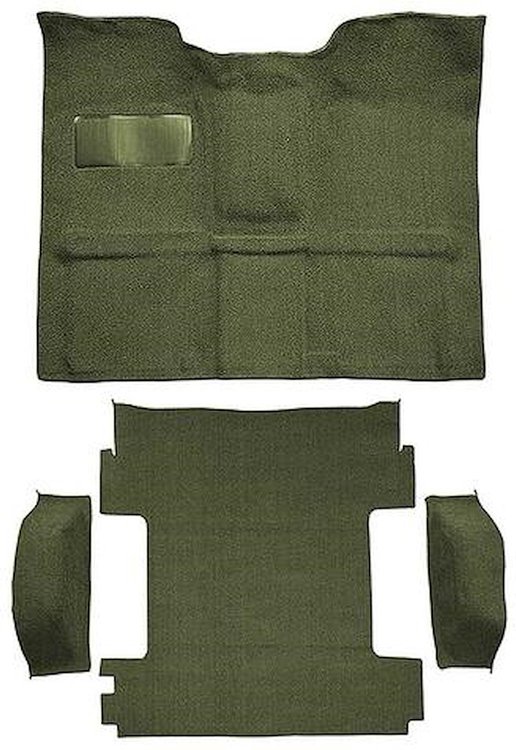 T1273014 1969-72 Blazer/Jimmy CST; 2-Door; Molded Carpet Kit; Loop; Standard Backing; Floor Shift; 4-Speed; High Hump; 4WD; Moss