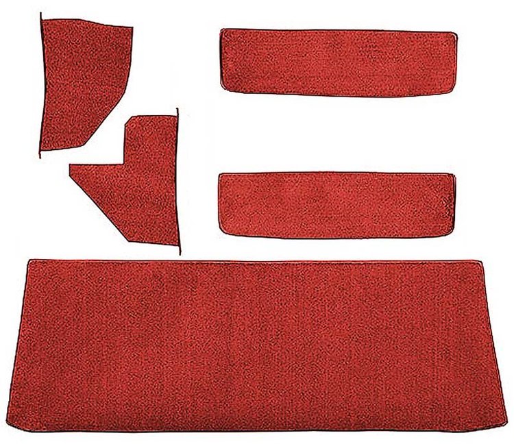 T1552502 1955-59 Chevrolet/GMC Truck; Carpet Accessory Kit; w/ Rear Cab Wall, Door & Kick Panels; Loop; Red