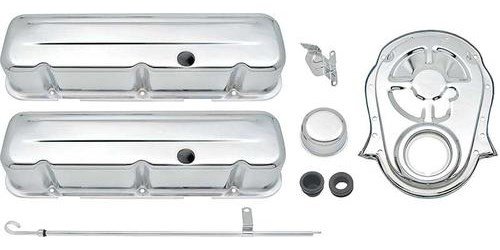 T3046 Chevrolet Engine Dress-Up Set, Big Block, Tall Profile Valve Covers, Timing Cover, Chrome