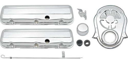 T3047 Chevrolet Engine Dress Up Set; Big Block; Low Profile Valve Covers; Timing Cover; Chrome