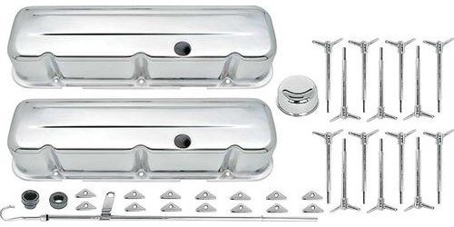 T3049 Chevrolet Engine Dress-Up Set, Big Block, Tall Profile Valve Covers, T-Bolts, Chrome