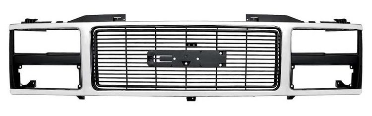T70061 Grille for 1988-1993 GMC Truck [Dual Composite Headlamps, Chrome/Argent Silver]
