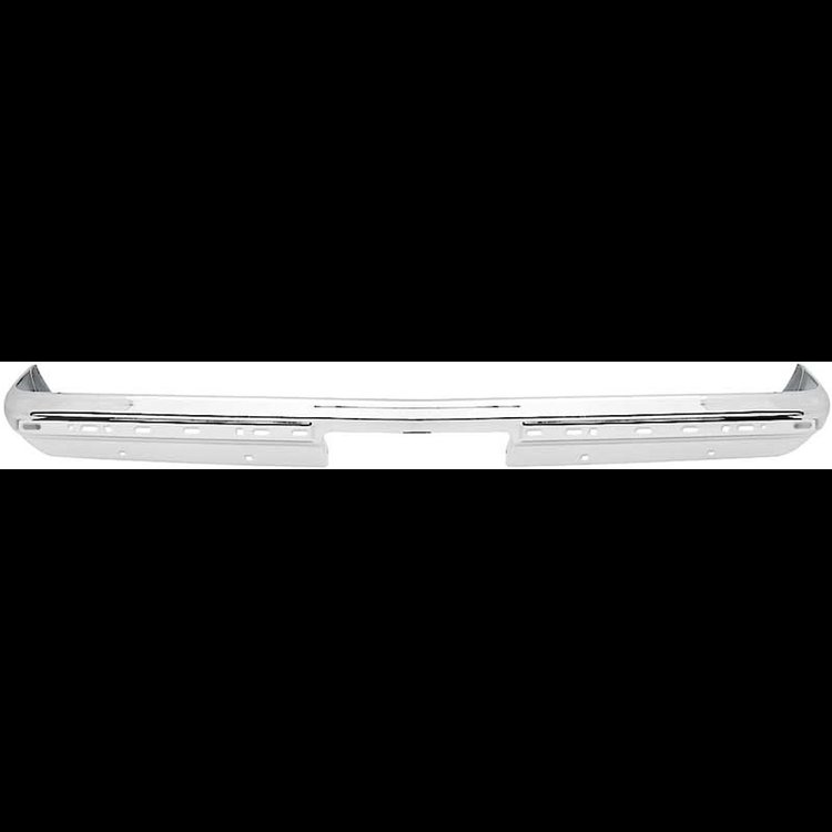 T70397 Rear Bumper 1981-91 Chevy Fleetside Pickup, Blazer, Suburban; Chrome; with Impact Strip Holes