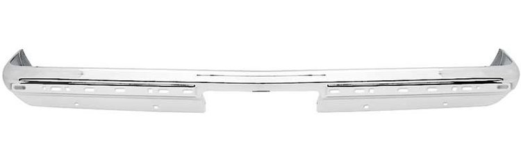 T70397B Chrome Rear Bumper; 1981-91 Chevy Fleetside Pickup, Blazer, Suburban; with Impact Strip Holes