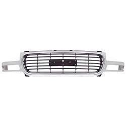 T70458 Front Grille Assembly for 1999-2002 GMC Sierra, Yukon [Chrome Shell with Black Insert]