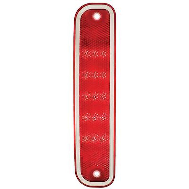 T70673RA 1973-80 Chevrolet, GMC Truck; Rear Side Marker Lamp; With Bright Trim; Red Lens; LED Conversion