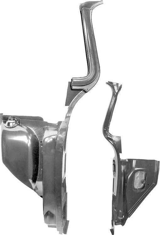 T70889 1955-59 Chevrolet, GMC Pickup Truck; Kick Panel and A Pillar Assembly; LH Drivers Side