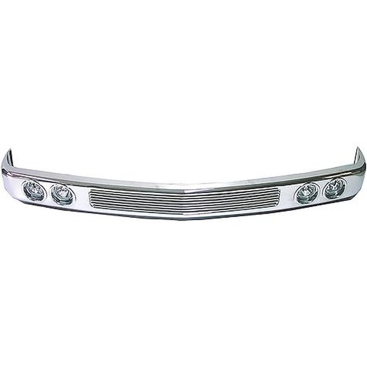 T71089C Front Bumper; 1988-98 Chevrolet, GMC Truck; With Driving & Fog Lamps; With Single Insert; Chrome