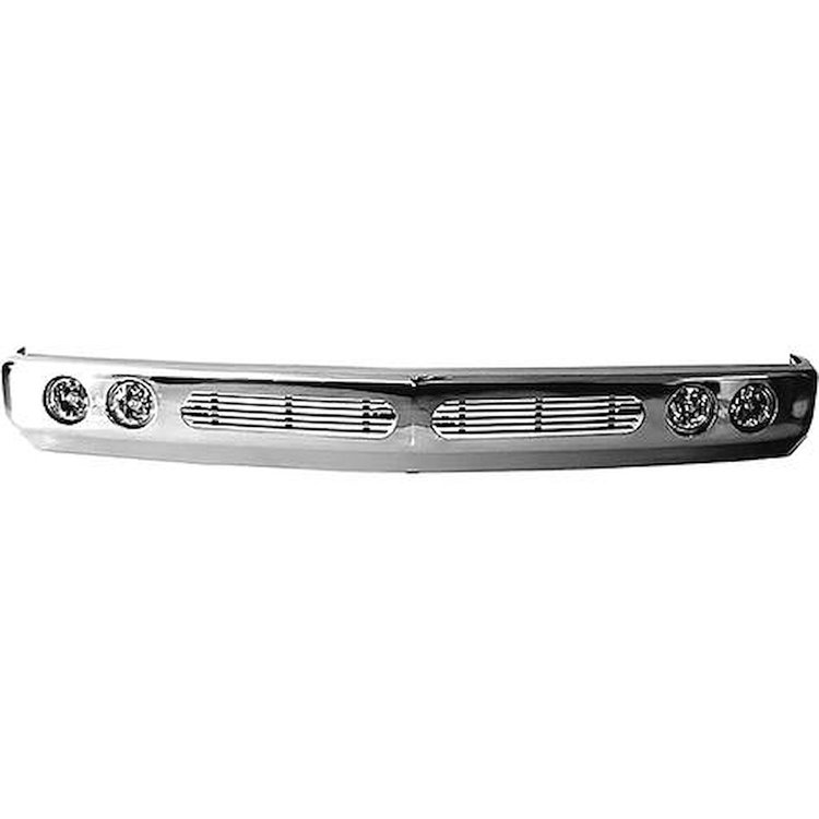 T71103C Front Bumper; 1988-98 Chevrolet, GMC Truck; With Driving & Fog Lamps; With Dual Insert; Chrome