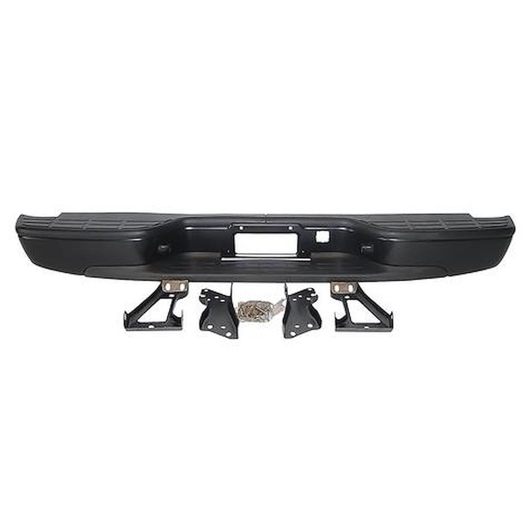 T71269 Rear Step Bumper; 1999-07 Chevrolet Silverado, GMC Sierra GMT800 Series 1500, 2500 Fleetside; With Brackets; Black