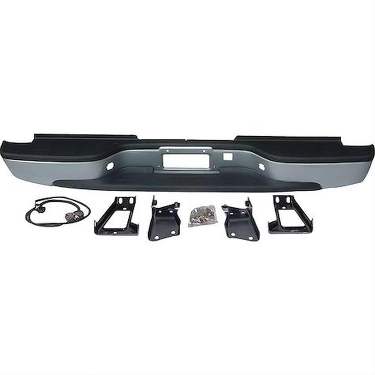 T71271 Rear Bumper with Brackets; 1999-06 Chevrolet Silverado, GMC Sierra 1500, 2500 LD; Perfect Match; Gray Powder Coat