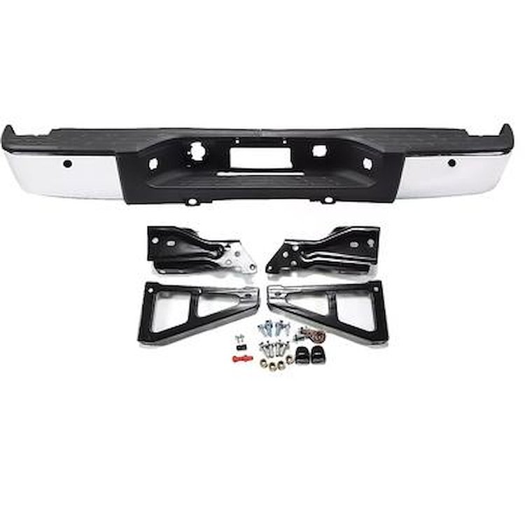 T71280 Rear Step Bumper Assembly; 2007-13 Silverado, Sierra 1500 GMT900; For Models With Parking Assist; With Brackets,