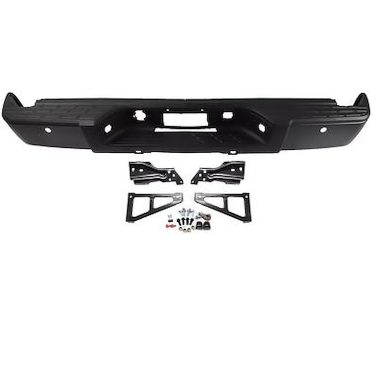 T71282 Rear Step Bumper Assembly; 2007-13 Silverado, Sierra 1500 GMT900; For Models With Parking Assist; With Brackets,