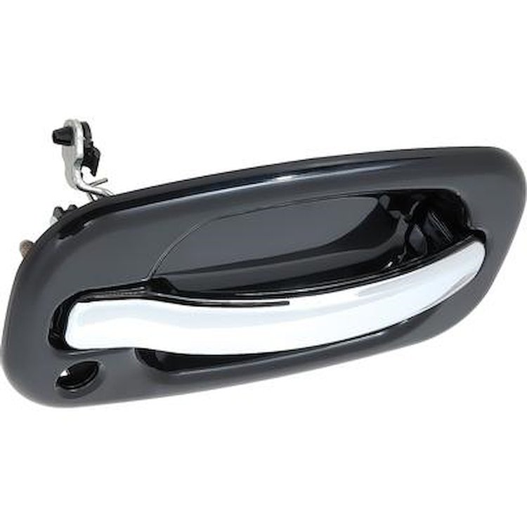 T76005 1999-07 Chevrolet, GMC Truck/SUV; Exterior Door Handle; With Key Hole; Black Smooth Housing, Chrome Lever; Front; Right