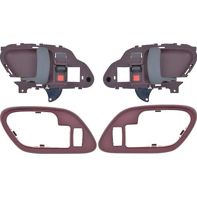 T78100RD 1995-02 Chevy, GMC Pickup Truck, SUV; Inner Door Handle Set; With Bezels; Power Locks; Black Lever; Red Housing