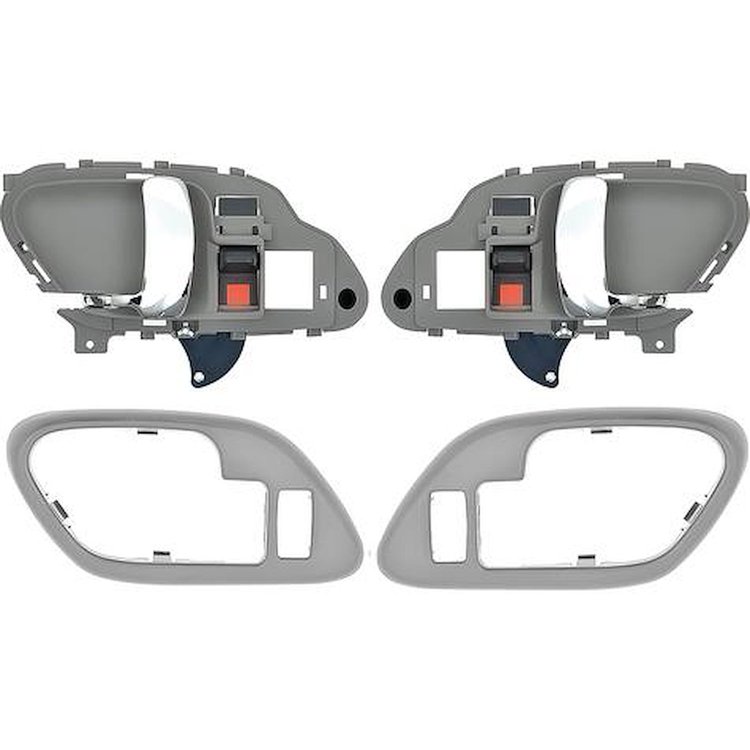 T78101GR 1995-02 Chevy, GMC Pickup Truck, SUV; Inner Door Handle Set; With Bezels; Power Locks; Chrome Lever; Gray Housing