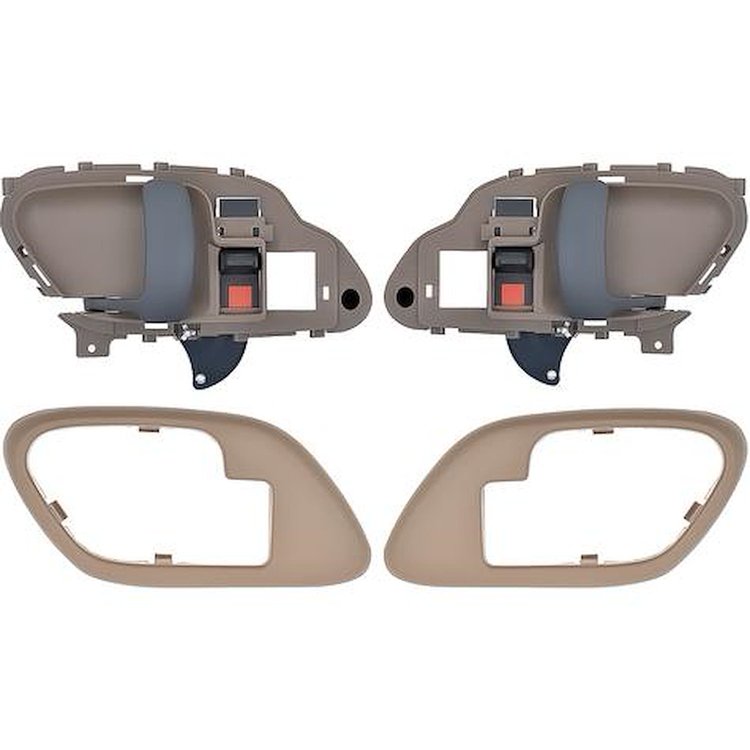 T78102BE 1995-02 Chevy, GMC Pickup Truck, SUV; Inner Door Handle Set; With Bezels; Manual Locks; Black Lever; Beige Housing