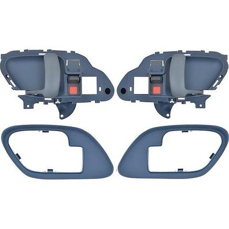 T78102BL 1995-02 Chevy, GMC Pickup Truck, SUV; Inner Door Handle Set; With Bezels; Manual Locks; Black Lever; Blue Housing