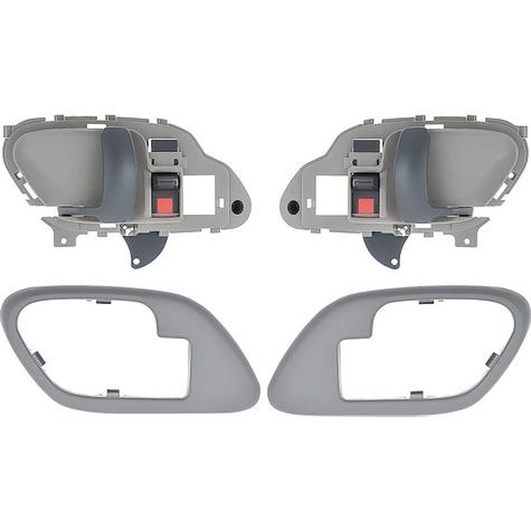 T78102GR 1995-02 Chevy, GMC Pickup Truck, SUV; Inner Door Handle Set; With Bezels; Manual Locks; Black Lever; Gray Housing