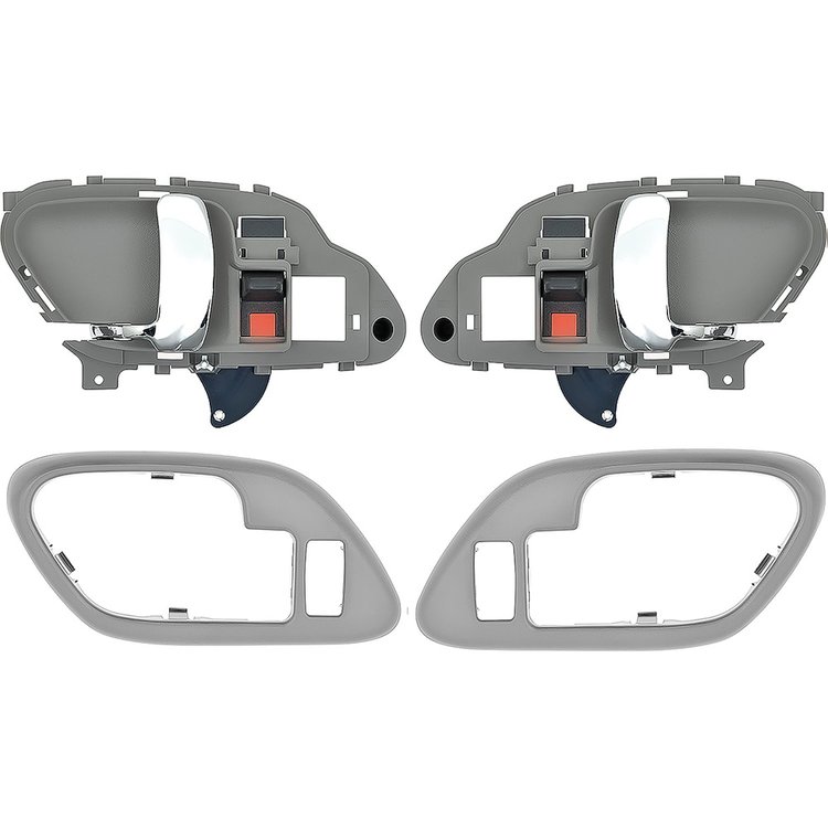 T78103GR 1995-02 Chevy, GMC Pickup Truck, SUV; Inner Door Handle Set; With Bezels; Manual Locks; Chrome Lever; Gray Housing
