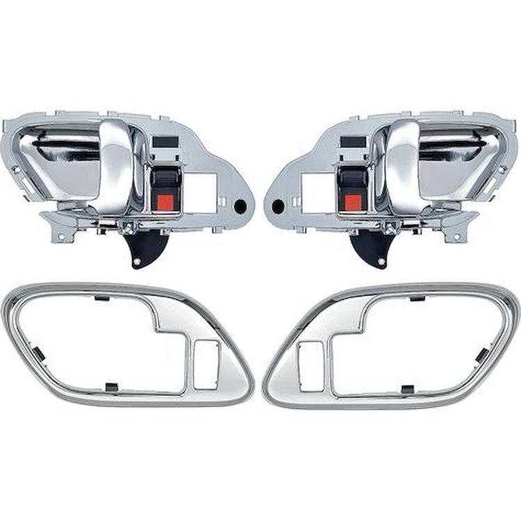 T78104CH 1995-02 Chevy, GMC Pickup Truck, SUV; Inner Door Handle Set; With Bezels; Power Locks; Chrome Lever; Chrome Bezel