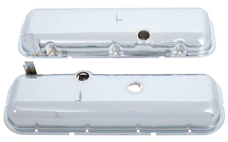 T9503 1965-91 Chevrolet, Valve Covers, 396-454 Big Block, w/out Baffles, Chrome