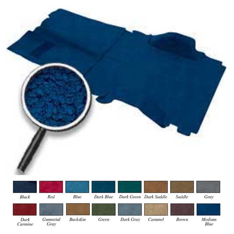 TB16184B1C 1973-74 Blazer / Jimmy 2 Wheel Drive Medium Blue Complete Molded Loop Carpet Set