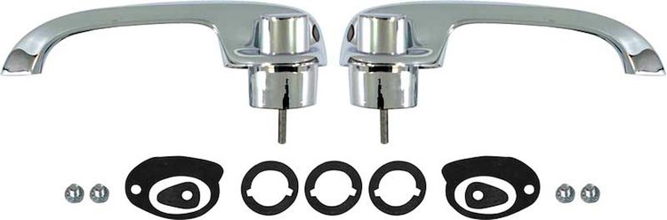 TF400415A 1955-57 Chevy Bel Air, 150, 210 Sedan Wagon and Nomad; Outer Front Door Handle Set; 2 or 4 Door Front.