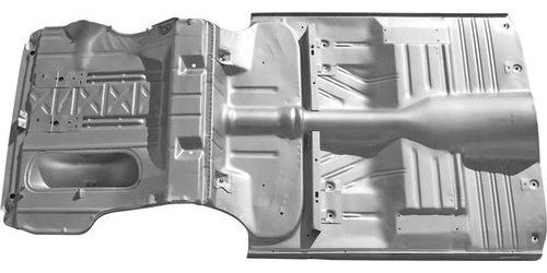 TF400485 1955-57 Chevy Bel Air; Complete Floor Pan and Trunk Pan; w/Braces; Convertible; Silver Weld Thru