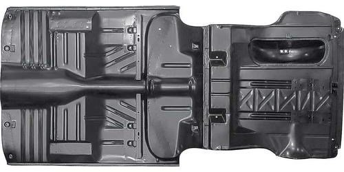 TF400487 1955-57 Bel Air; Complete Floor Pan & Trunk Pan; with Braces; 2 door Hardtop; Silver Weld Thru